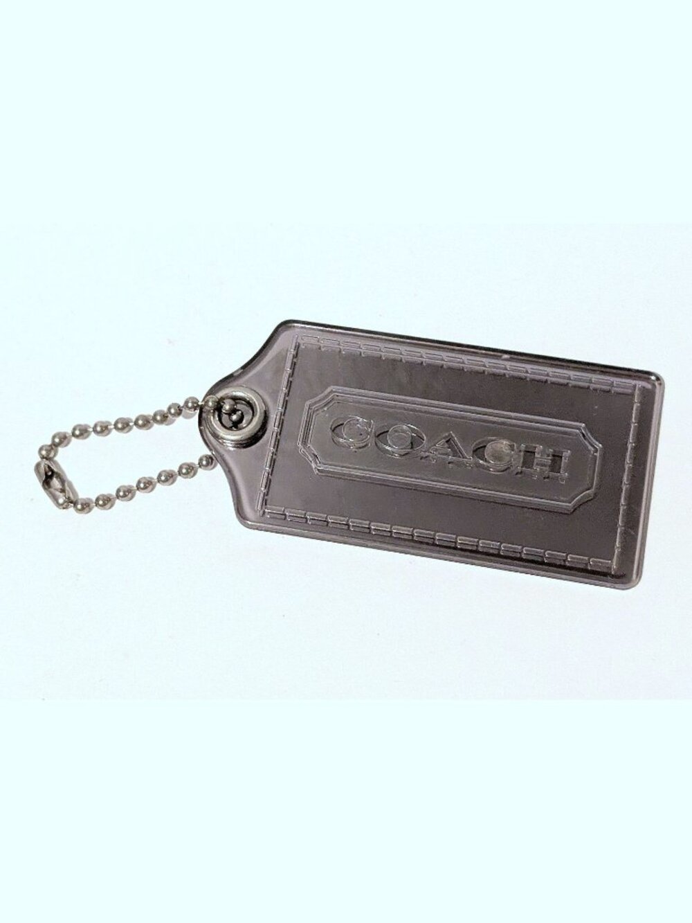Coach Poppy 3.5" XL Silver Clear MIRROR Lucite Hangtag Bag Fob Charm Keychain